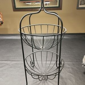 2 tier black iron fruit stand